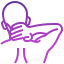 An icon of a person in pain, holding the back of their neck