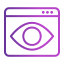 An outline icon of an eye in a desktop window