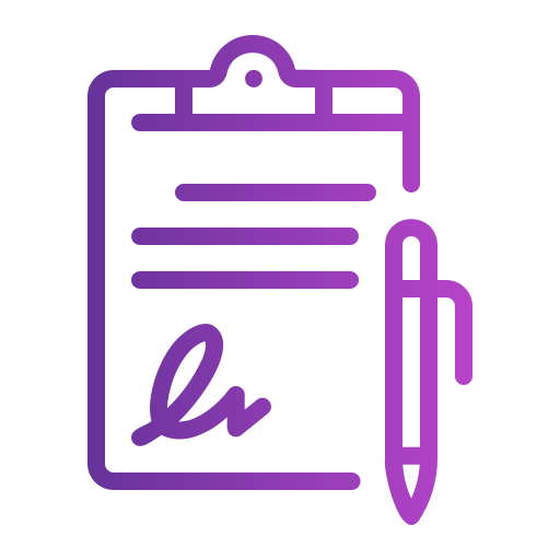 An outline icon of a signed contract